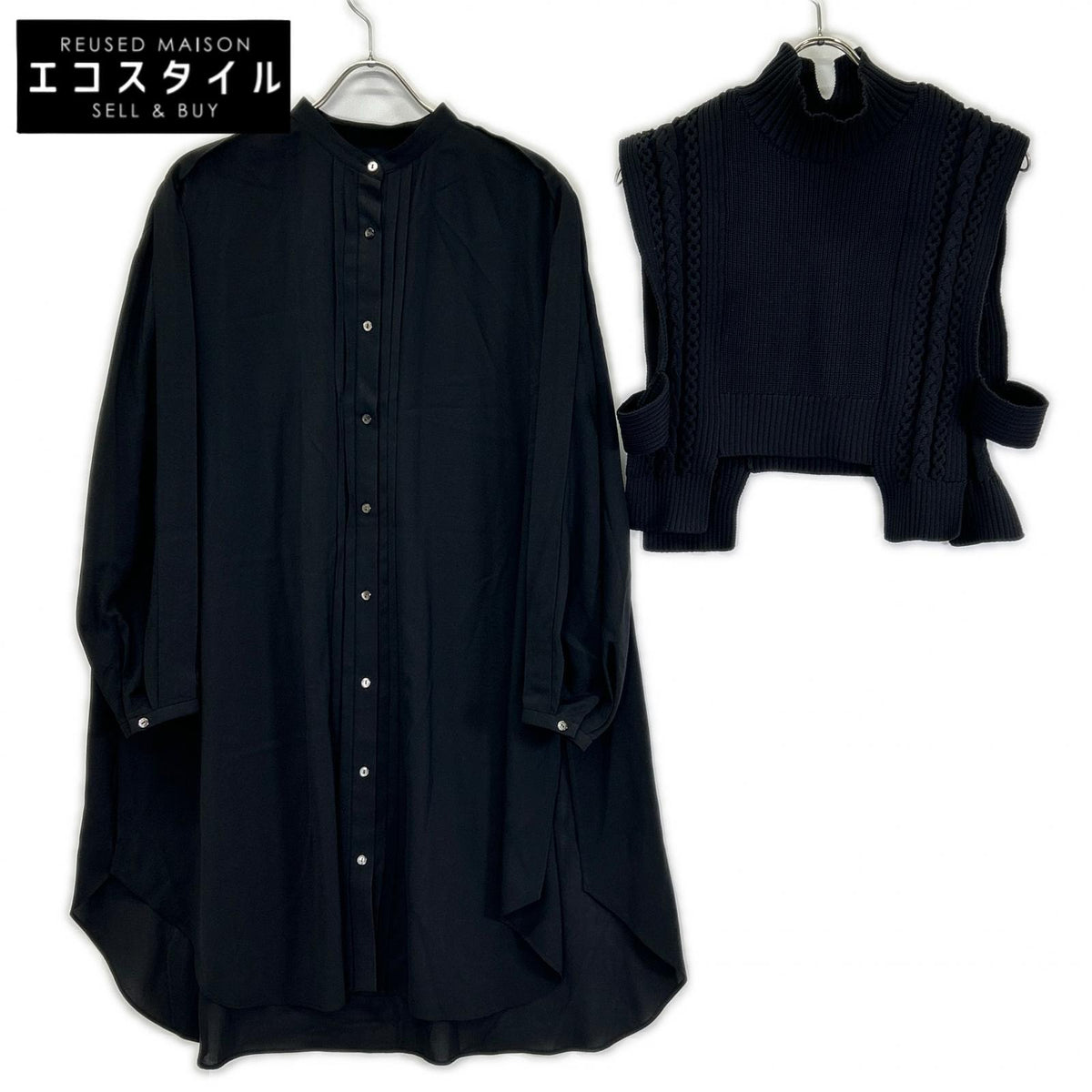 ADORE 531-2210115 black airy cable-knit vest with long shirt