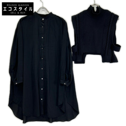 ADORE 531-2210115 black airy cable-knit vest with long shirt