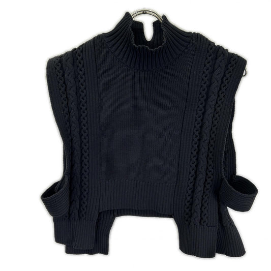 ADORE アドーア 531-2210115 ブラック エアリーケーブルニットベスト付きロングシャツ トップス