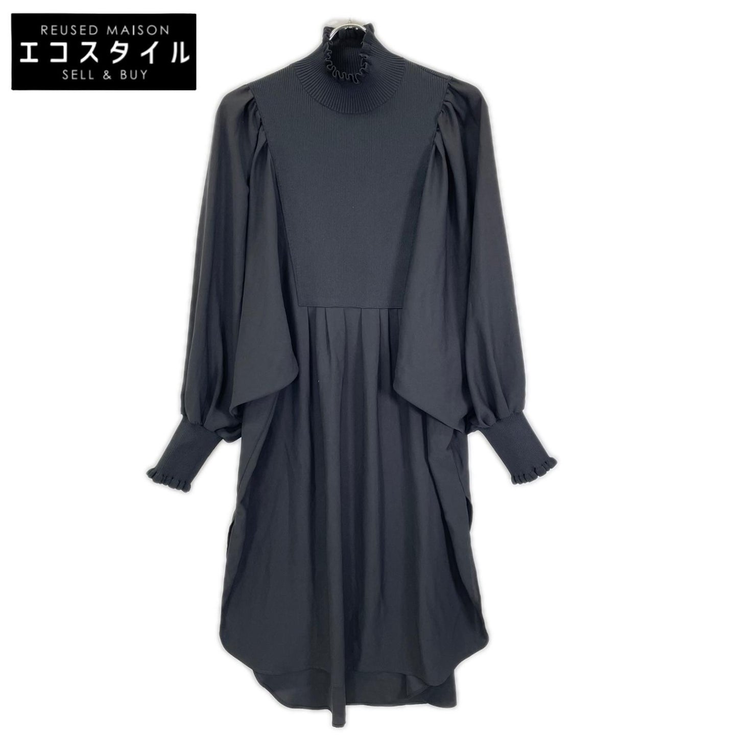 ADORE アドーア 531-1210922 ブラック ニットドッキングジョーゼットブラウス ワンピース