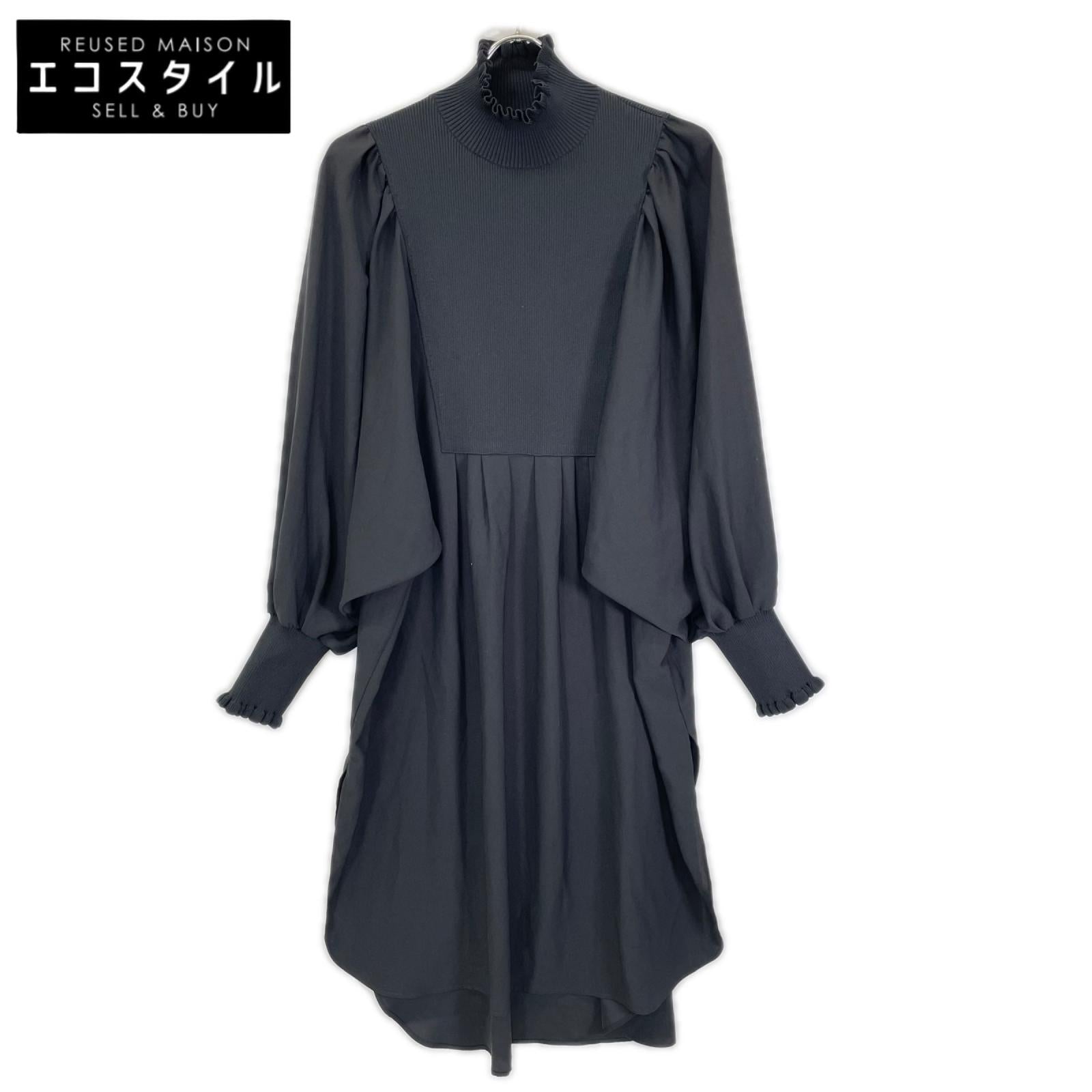 ADORE アドーア 531-1210922 ブラック ニットドッキングジョーゼットブラウス ワンピース