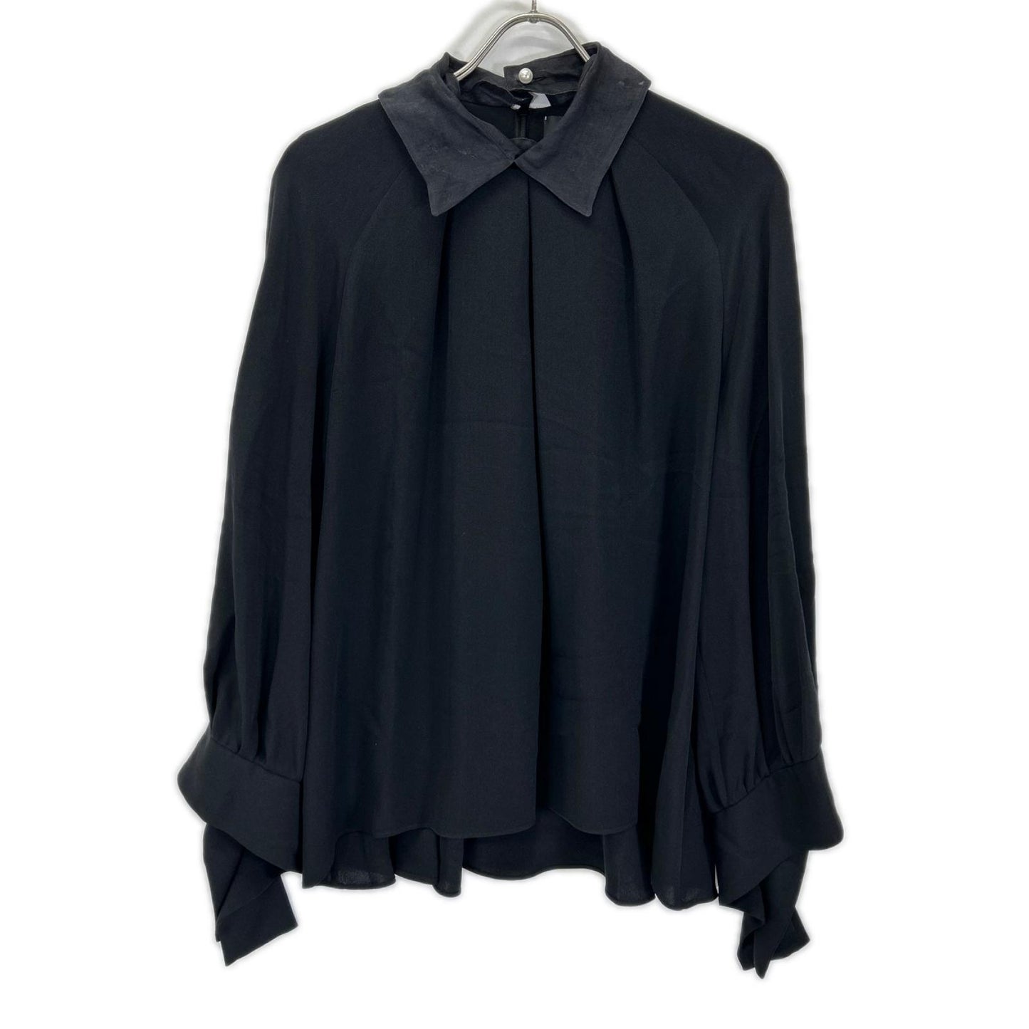 ADORE アドーア 【BLACK LABEL】531-0210941 ブラック カラー付きタックブラウス トップス