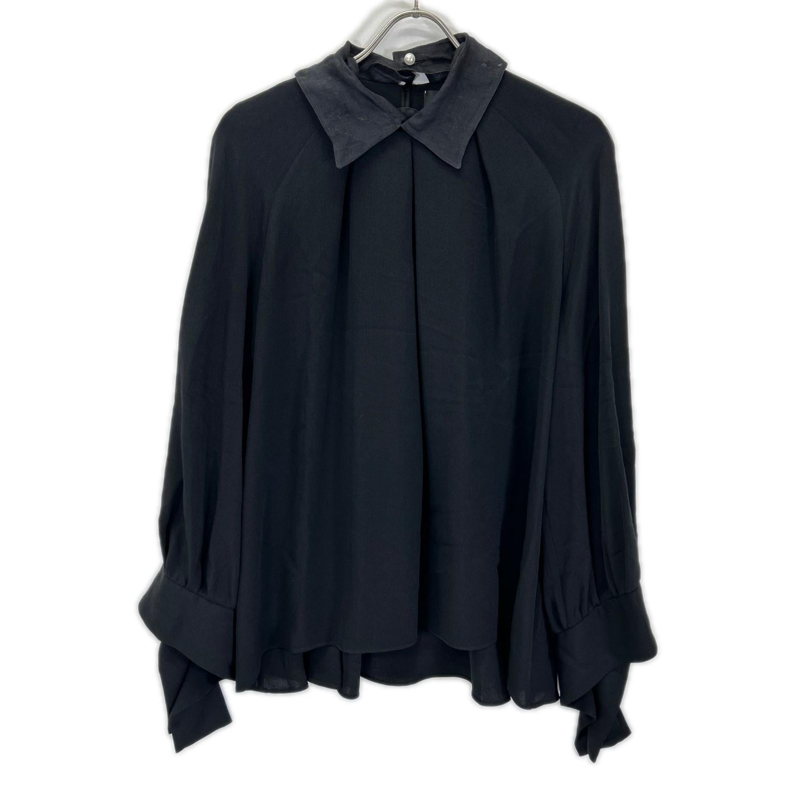 ADORE アドーア 【BLACK LABEL】531-0210941 ブラック カラー付きタックブラウス トップス