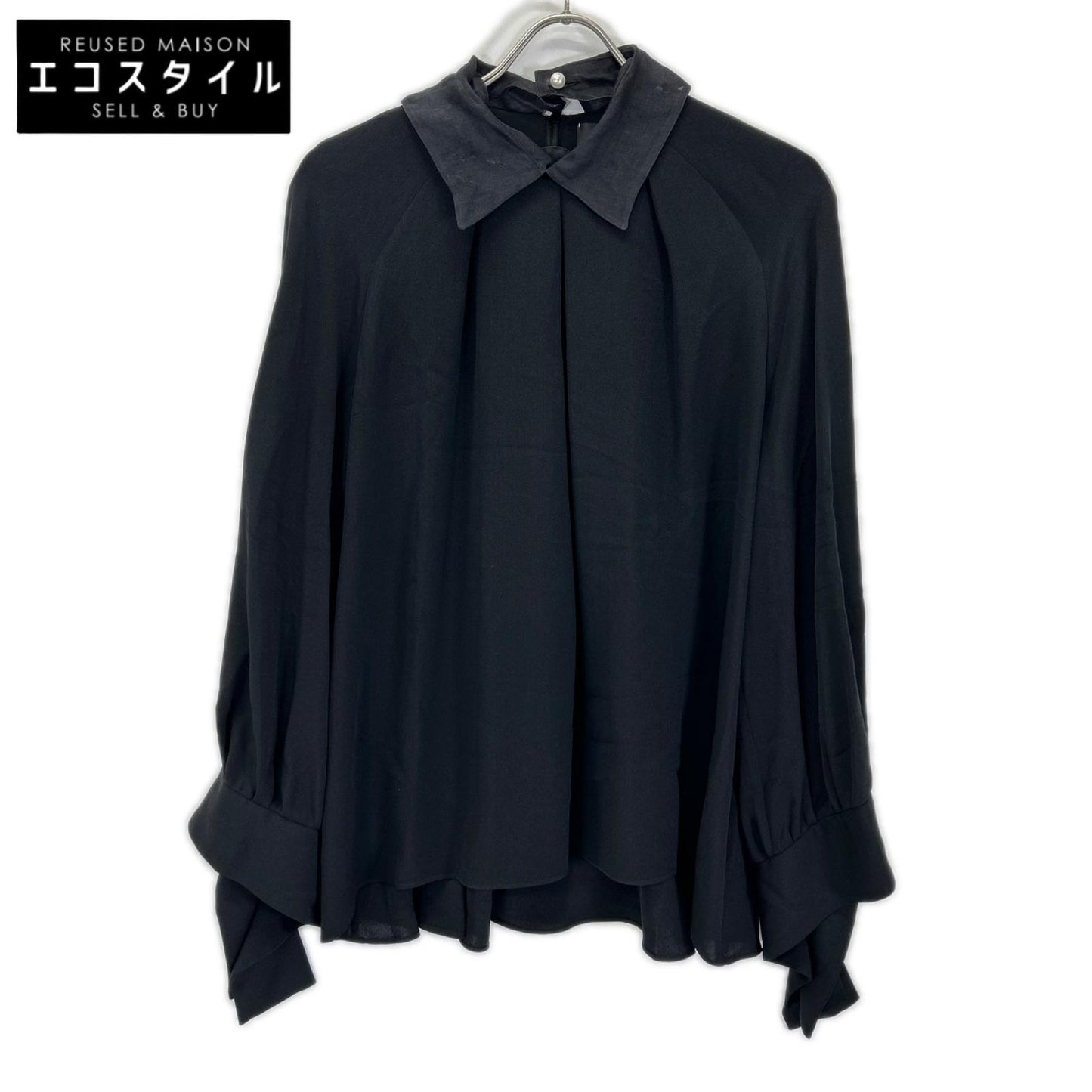 ADORE アドーア 【BLACK LABEL】531-0210941 ブラック カラー付きタックブラウス トップス