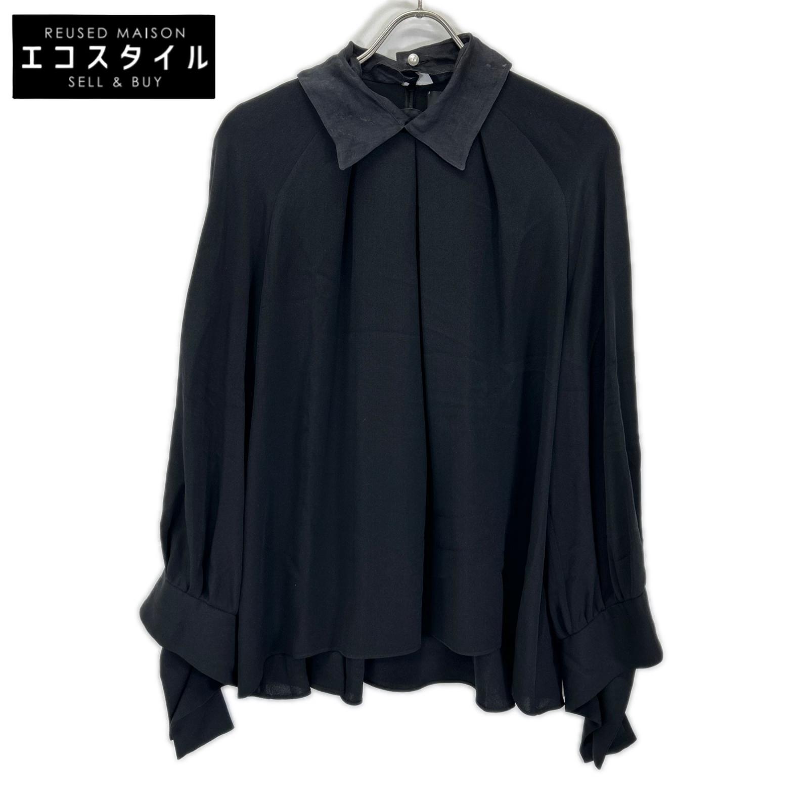 ADORE アドーア 【BLACK LABEL】531-0210941 ブラック カラー付きタックブラウス トップス