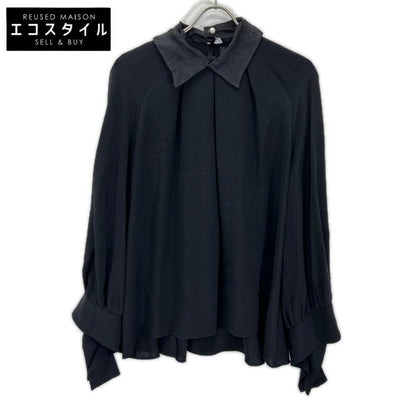 ADORE アドーア 【BLACK LABEL】531-0210941 ブラック カラー付きタックブラウス トップス