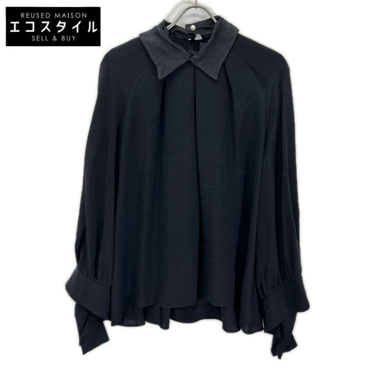 ADORE アドーア 【BLACK LABEL】531-0210941 ブラック カラー付きタックブラウス トップス