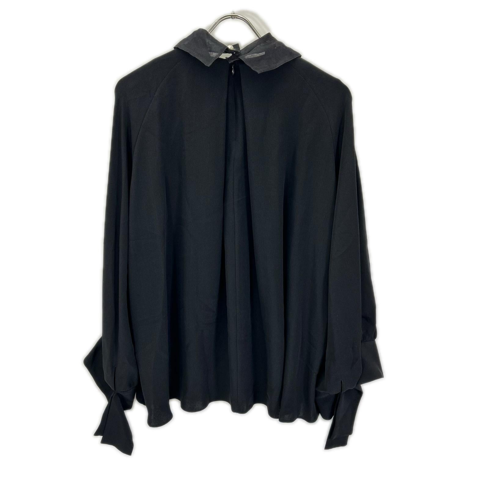 ADORE アドーア 【BLACK LABEL】531-0210941 ブラック カラー付きタックブラウス トップス