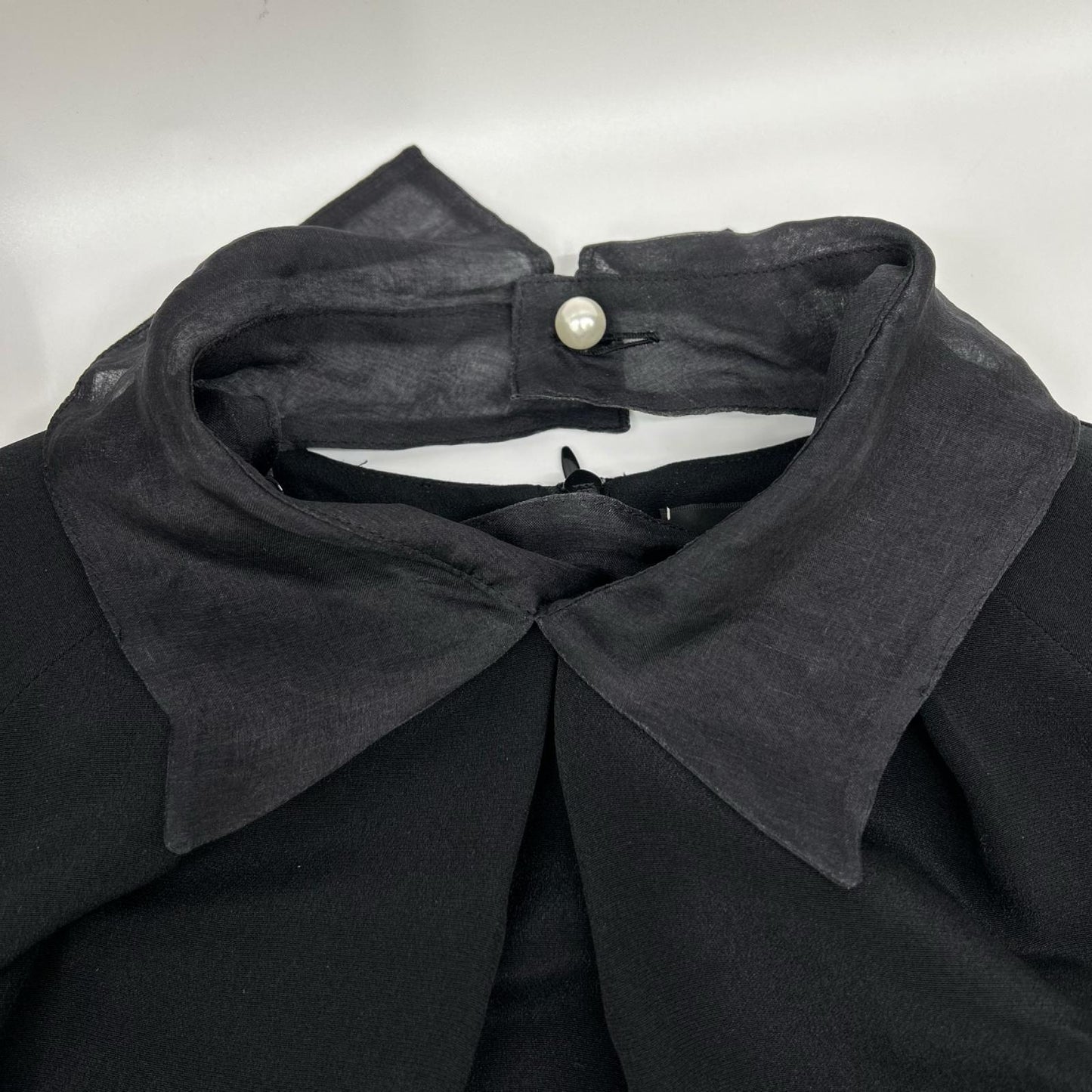 ADORE アドーア 【BLACK LABEL】531-0210941 ブラック カラー付きタックブラウス トップス