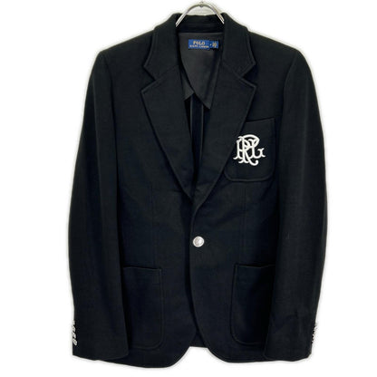 POLO by Ralph Lauren 211795348001 Black embroidered logo double-knit jacquard blazer single-breasted jacket Jacket