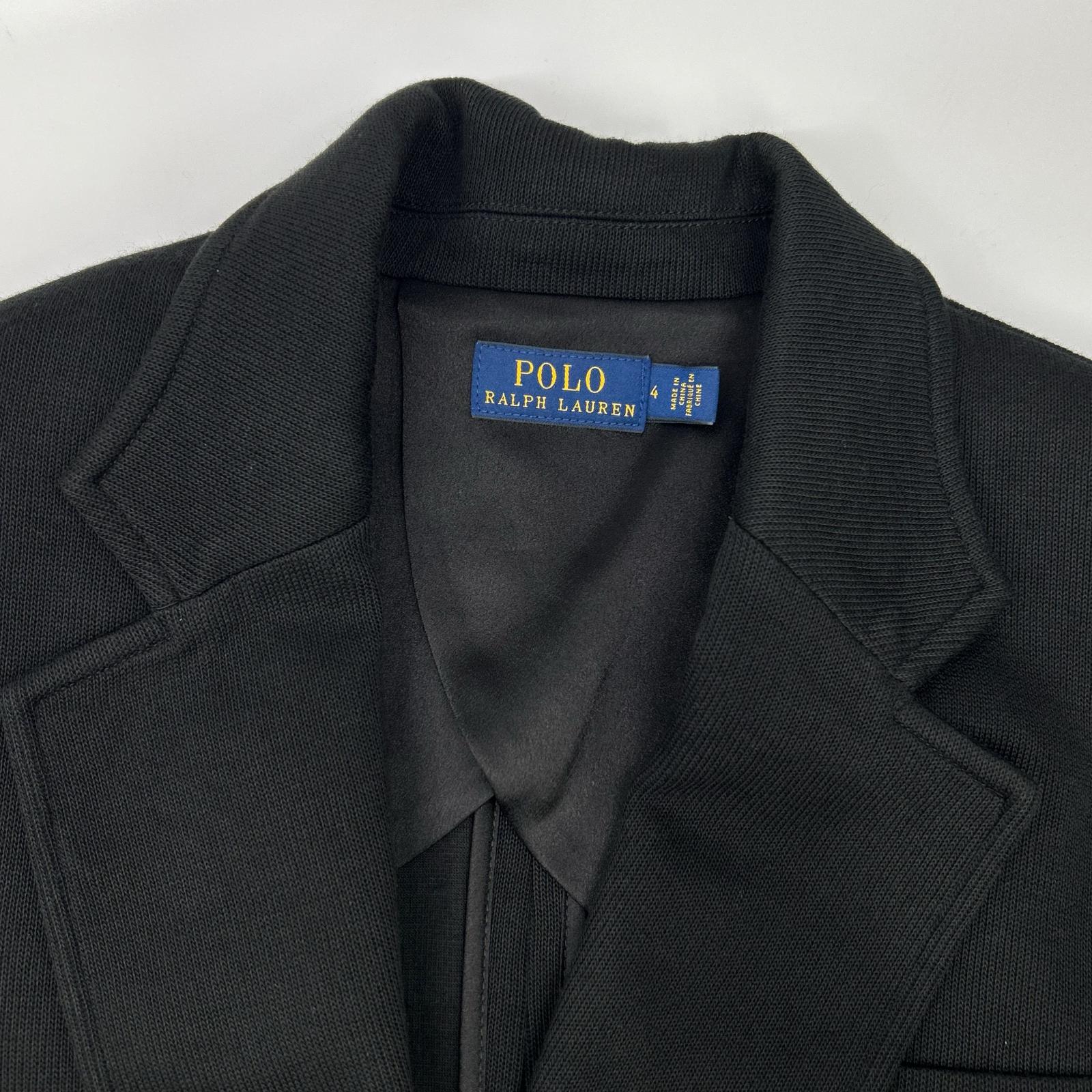 POLO by Ralph Lauren 211795348001 Black embroidered logo double-knit jacquard blazer single-breasted jacket Jacket