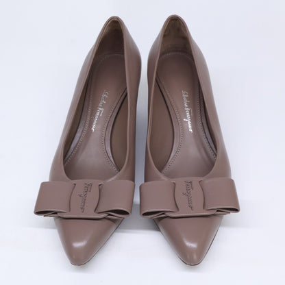 SalvatoreFerragamo サルバトーレフェラガモ VIVA ヴィヴァ ヴァラリボン レザー チャンキーヒール パンプス シューズ