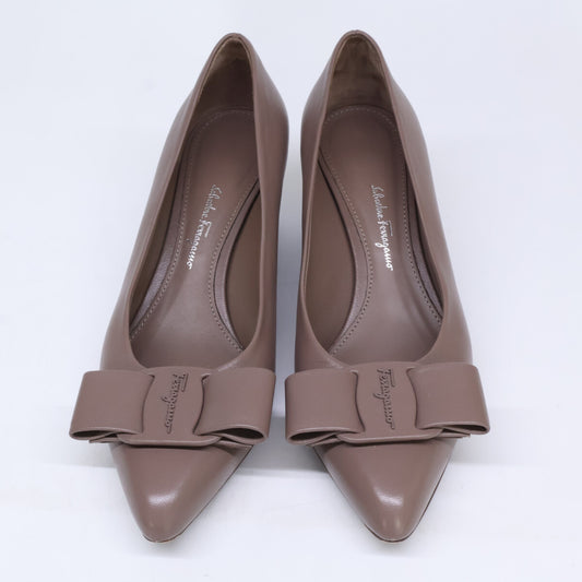 SalvatoreFerragamo サルバトーレフェラガモ VIVA ヴィヴァ ヴァラリボン レザー チャンキーヒール パンプス シューズ