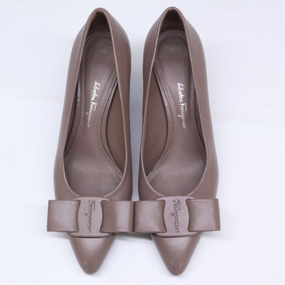 SalvatoreFerragamo サルバトーレフェラガモ VIVA ヴィヴァ ヴァラリボン レザー チャンキーヒール パンプス シューズ