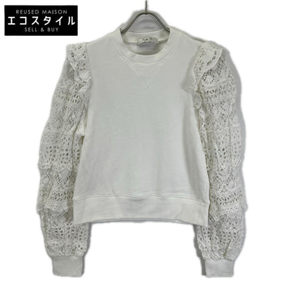 sea NEW YORK シーニューヨーク RS22-062 22SS ホワイト Patrizia lace l/slv combo sweatshirt レーススリーブスウェット トップス