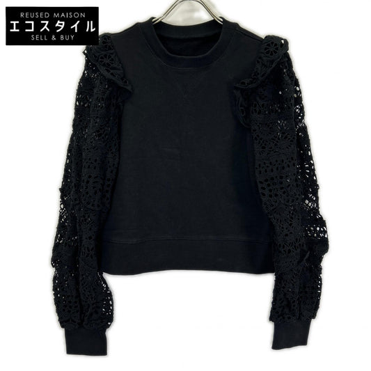 sea NEW YORK シーニューヨーク RS22-062 22SS ブラック Patrizia lace l/slv combo sweatshirt レーススリーブスウェット トップス