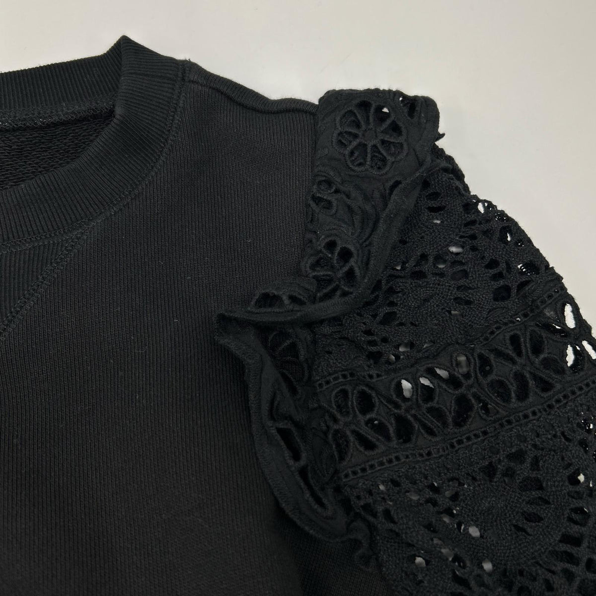 sea NEW YORK シーニューヨーク RS22-062 22SS ブラック Patrizia lace l/slv combo sweatshirt レーススリーブスウェット トップス