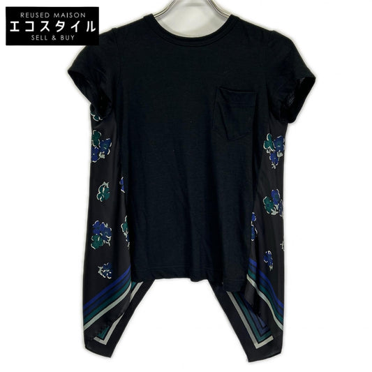 sacai サカイ 17-03365 17SS ブラック バックスカーフドッキングTシャツ トップス