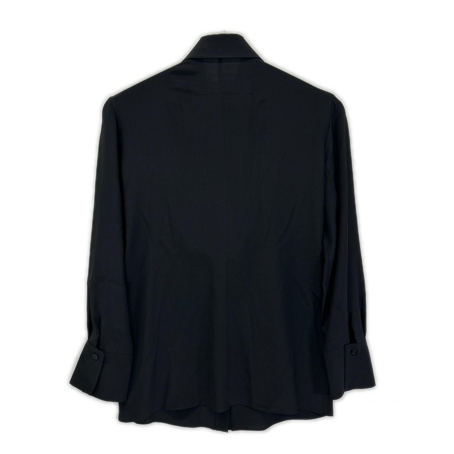 GIVENCHY ジバンシー ブラック シルク100 フリンジ長袖シャツ トップス