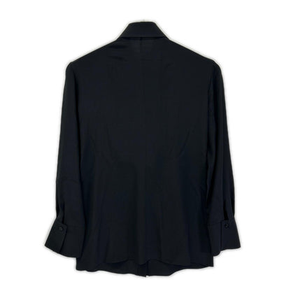 GIVENCHY ジバンシー ブラック シルク100 フリンジ長袖シャツ トップス
