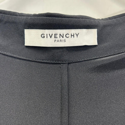 GIVENCHY ジバンシー ブラック シルク100 フリンジ長袖シャツ トップス