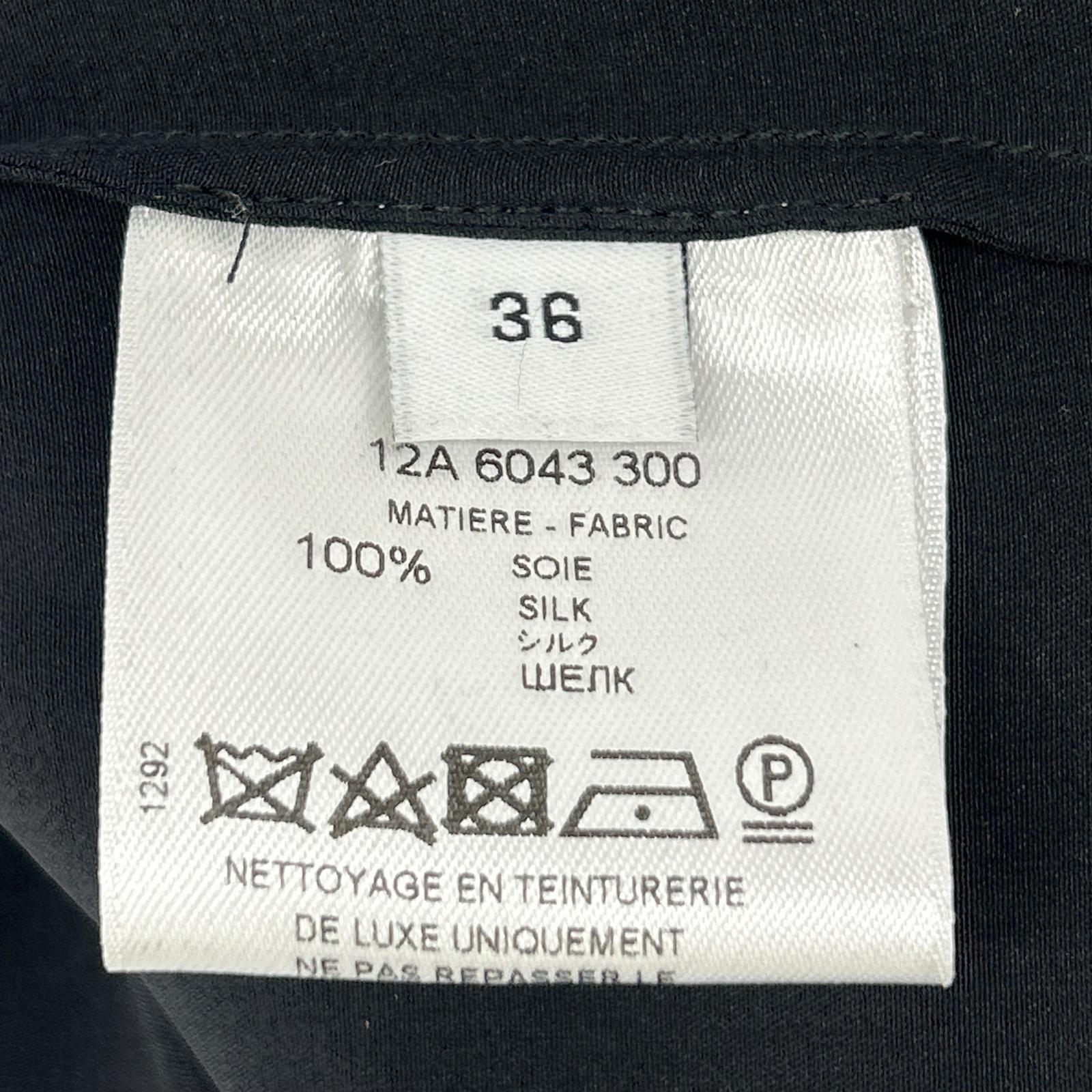 GIVENCHY ジバンシー ブラック シルク100 フリンジ長袖シャツ トップス