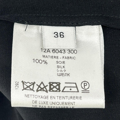 GIVENCHY ジバンシー ブラック シルク100 フリンジ長袖シャツ トップス