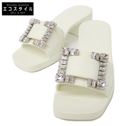 Sergio Rossi セルジオロッシ B07210 SR JELLY 040 クリスタルバックル スクエアトゥ サンダル シューズ