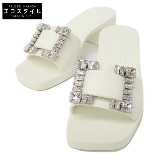 Sergio Rossi セルジオロッシ B07210 SR JELLY 040 クリスタルバックル スクエアトゥ サンダル シューズ