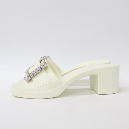 Sergio Rossi セルジオロッシ B07210 SR JELLY 040 クリスタルバックル スクエアトゥ サンダル シューズ