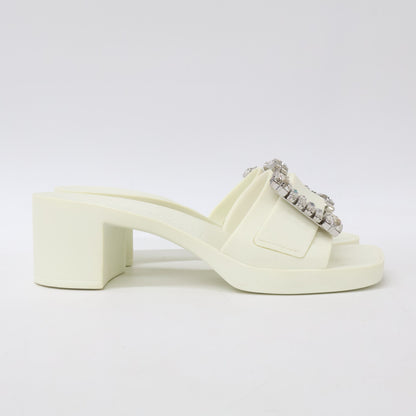Sergio Rossi セルジオロッシ B07210 SR JELLY 040 クリスタルバックル スクエアトゥ サンダル シューズ