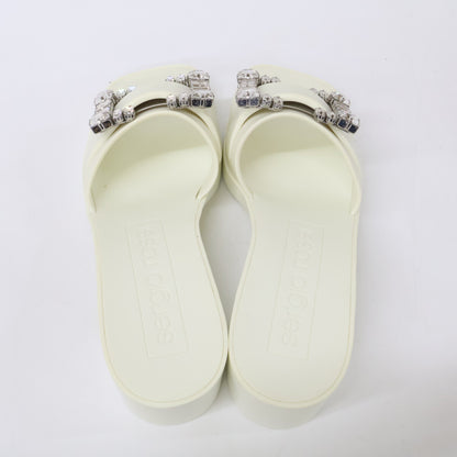 Sergio Rossi セルジオロッシ B07210 SR JELLY 040 クリスタルバックル スクエアトゥ サンダル シューズ