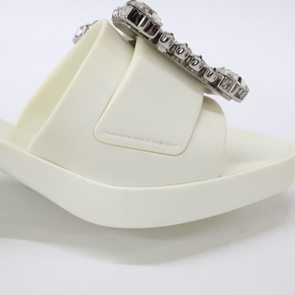 Sergio Rossi セルジオロッシ B07210 SR JELLY 040 クリスタルバックル スクエアトゥ サンダル シューズ