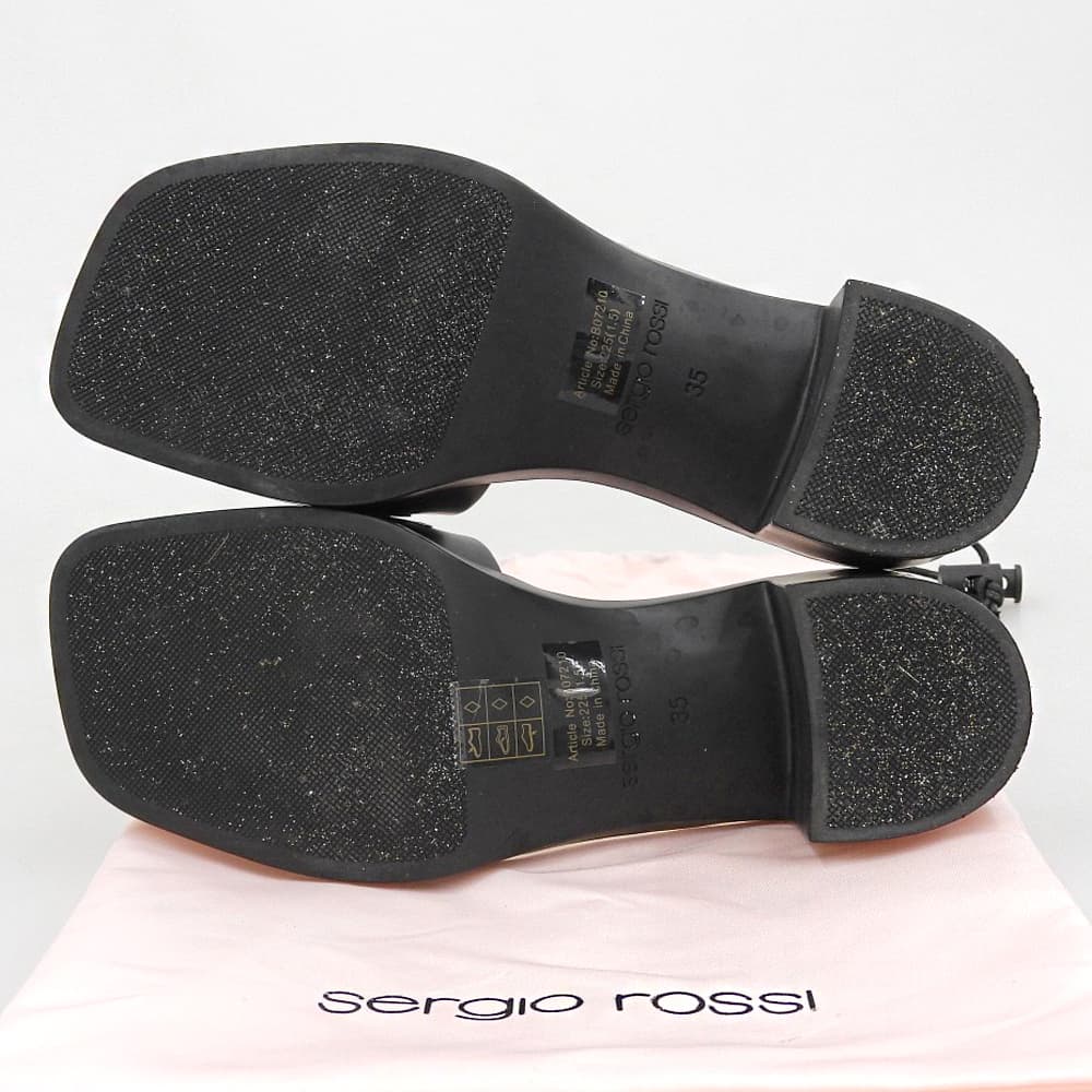 Sergio Rossi セルジオロッシ SR JELLY クリスタル バックル スクエアトゥ シューズ レディース ブラック 35 シューズ