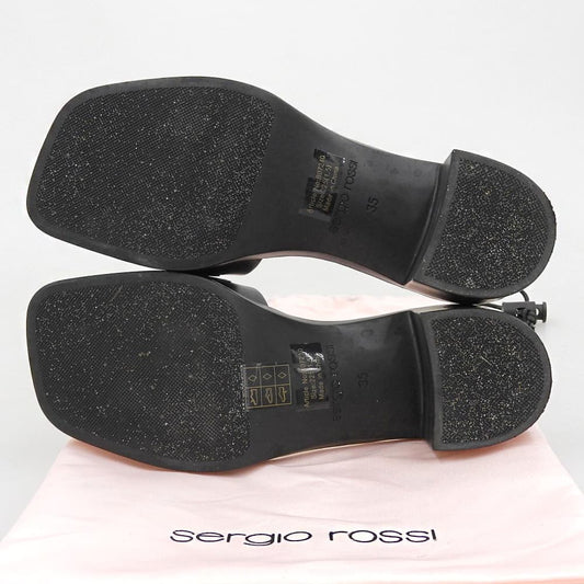 Sergio Rossi セルジオロッシ SR JELLY クリスタル バックル スクエアトゥ シューズ レディース ブラック 35 シューズ