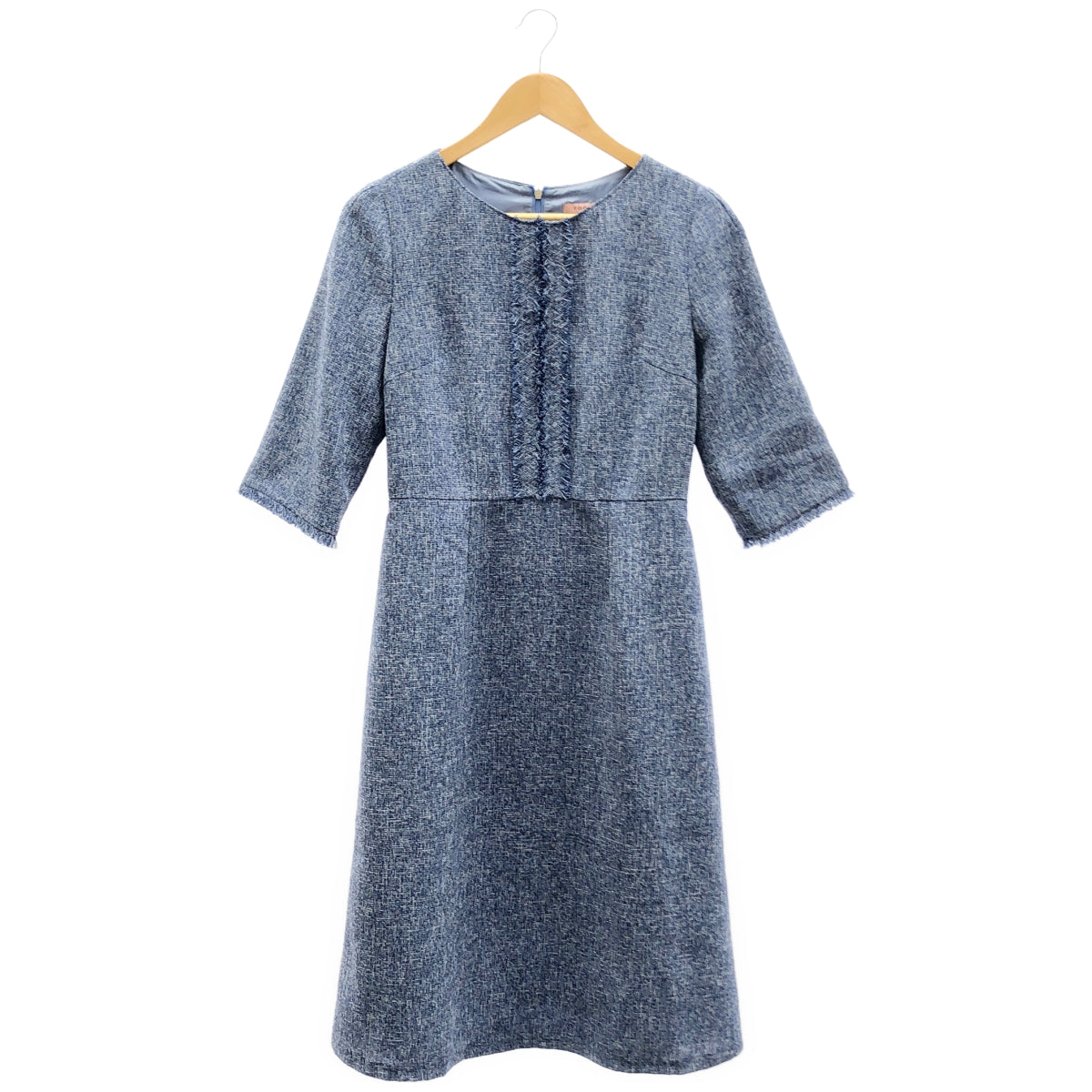 TOCCA トッカ 25SS ブルー バックジップ MIST TWEED ツイード ワンピース トップス