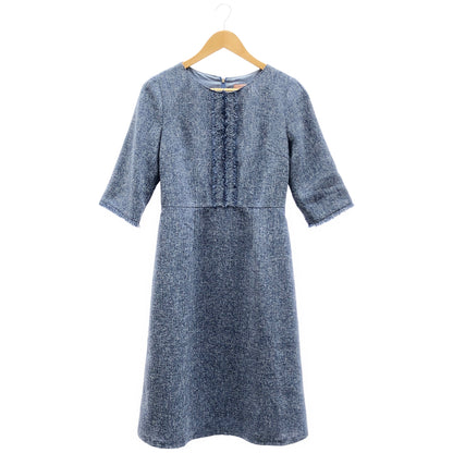 TOCCA トッカ 25SS ブルー バックジップ MIST TWEED ツイード ワンピース トップス