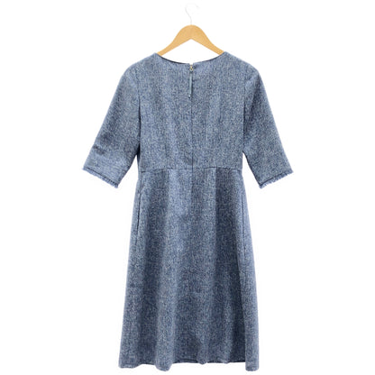 TOCCA トッカ 25SS ブルー バックジップ MIST TWEED ツイード ワンピース トップス