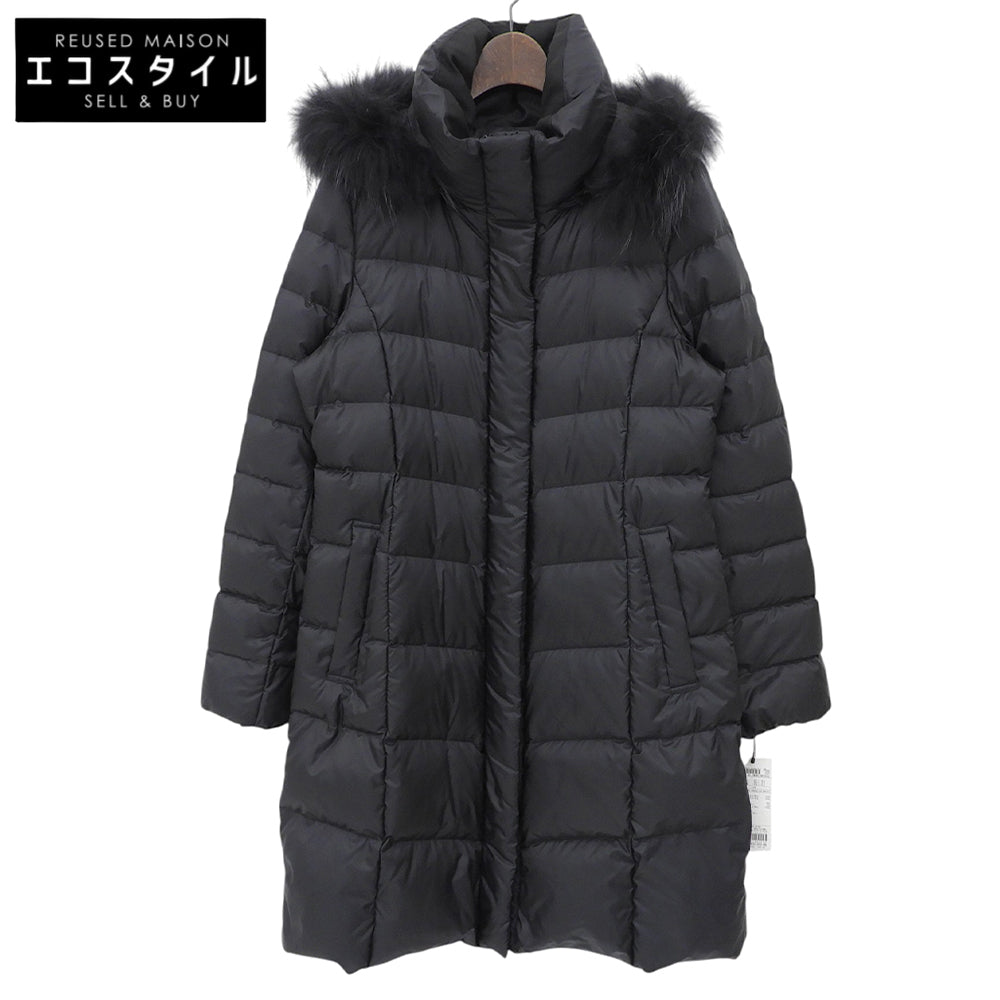 23区 23区 新品同様 ファー付き ロングダウンコート レディース ブラック 38 コート