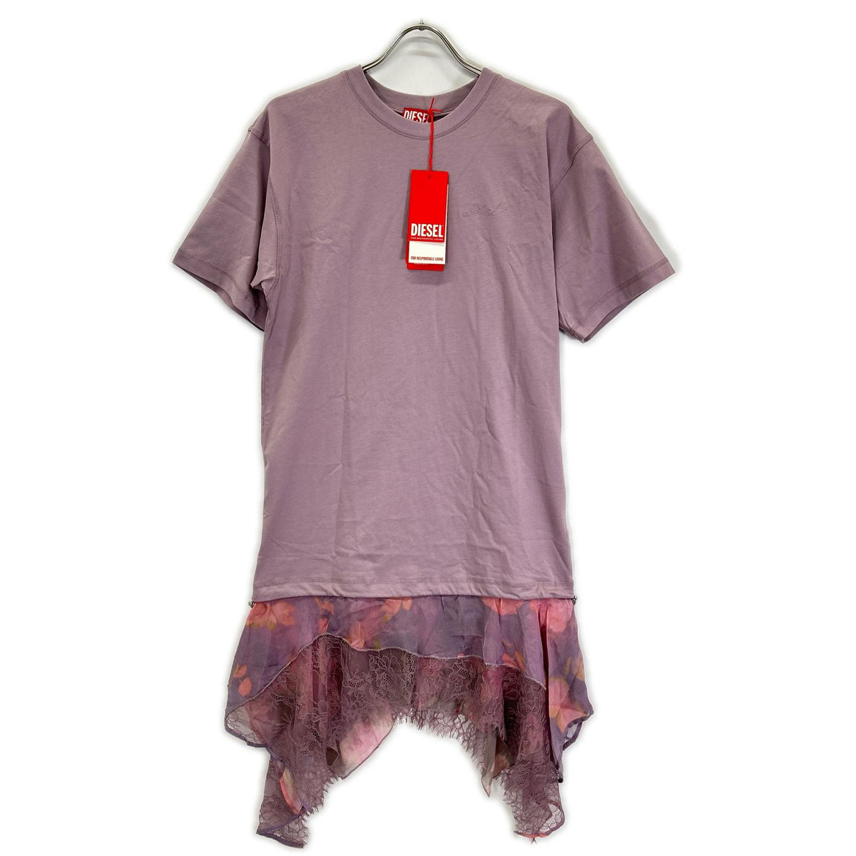 DIESEL ディーゼル Purple D-ORENY Lace Skirt Short-Sleeve Dress Dress