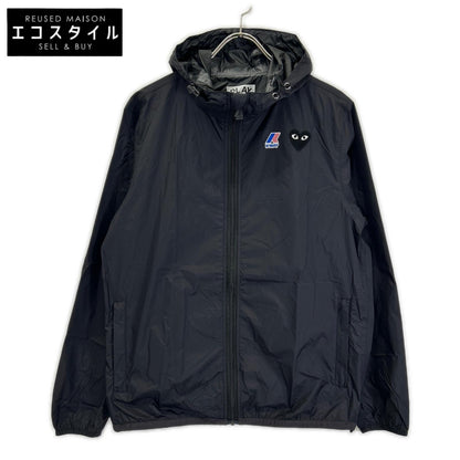 PLAYCOMMEdesGARCONS プレイコムデギャルソン ×K-WAY ブラック ナイロン ハートワッペン マウンテンパーカー/ジップフーディ ジャケット