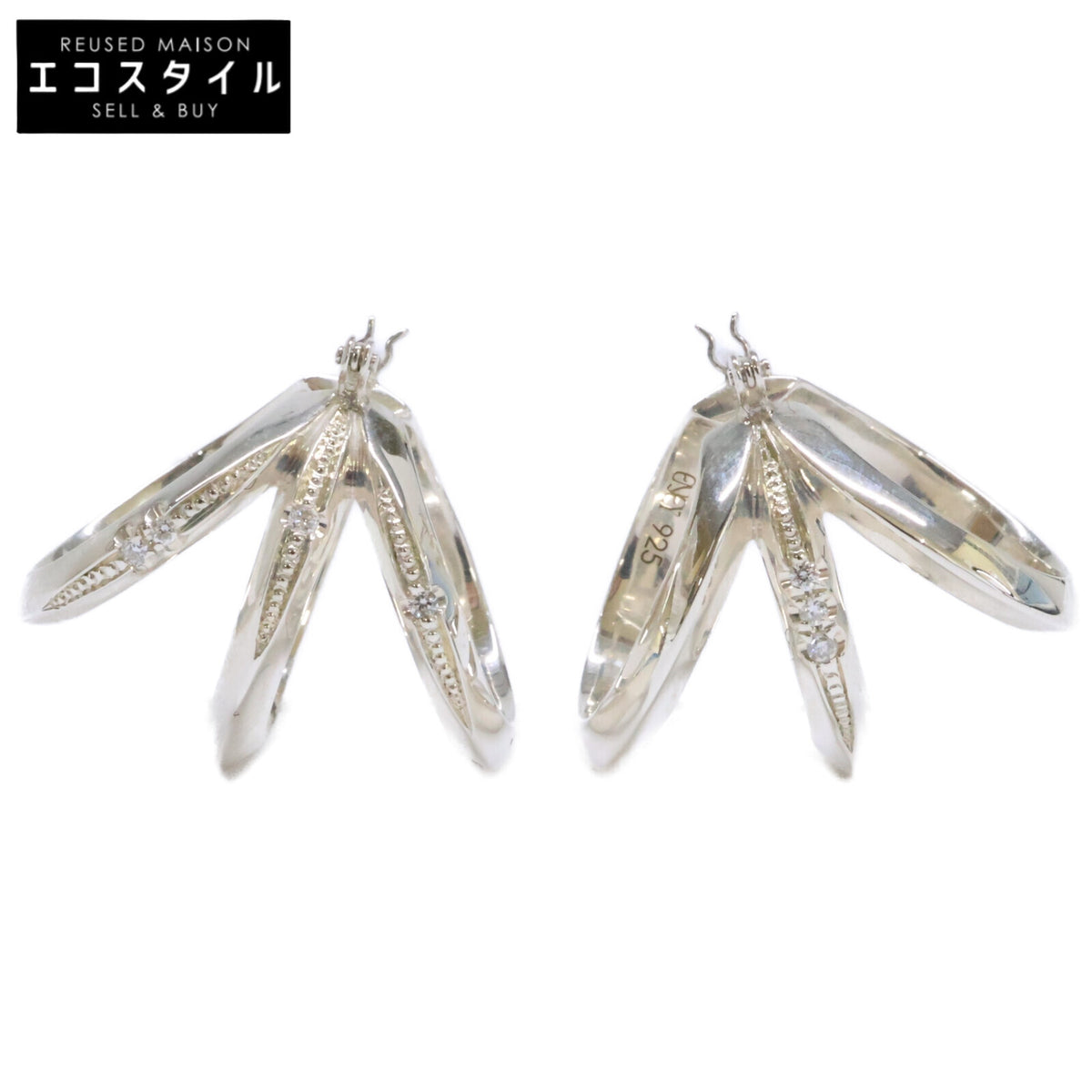 ENEY エネイ 【美品】SV925/ラボグロウダイヤモンド 017-03-1 MEBUKI PIERCED EARRINGS めぶき ピアス