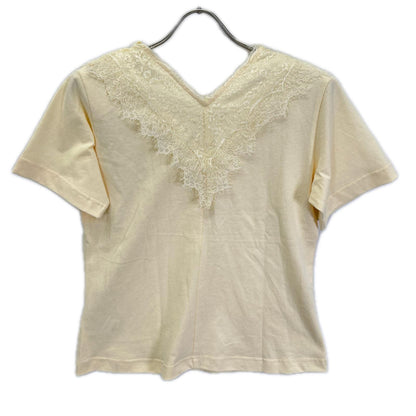 PRANK PROJECT プランクプロジェクト アイボリー コットン100 V-Neck Lace T-Shirt トップス