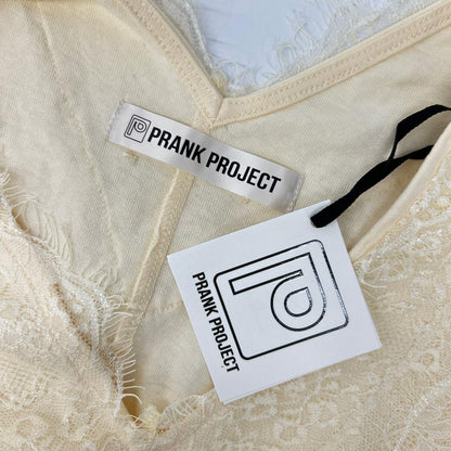 PRANK PROJECT プランクプロジェクト アイボリー コットン100 V-Neck Lace T-Shirt トップス