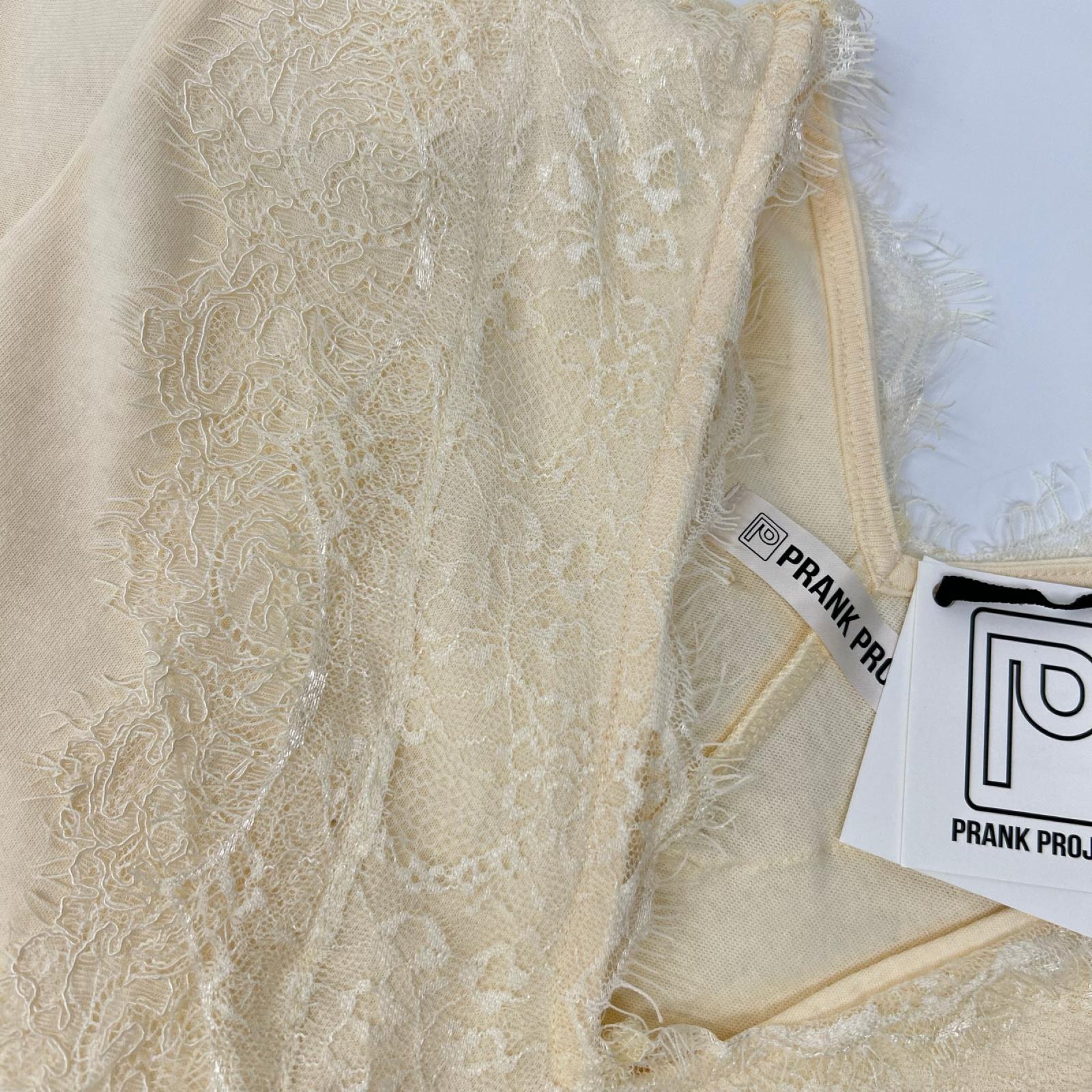 PRANK PROJECT プランクプロジェクト アイボリー コットン100 V-Neck Lace T-Shirt トップス