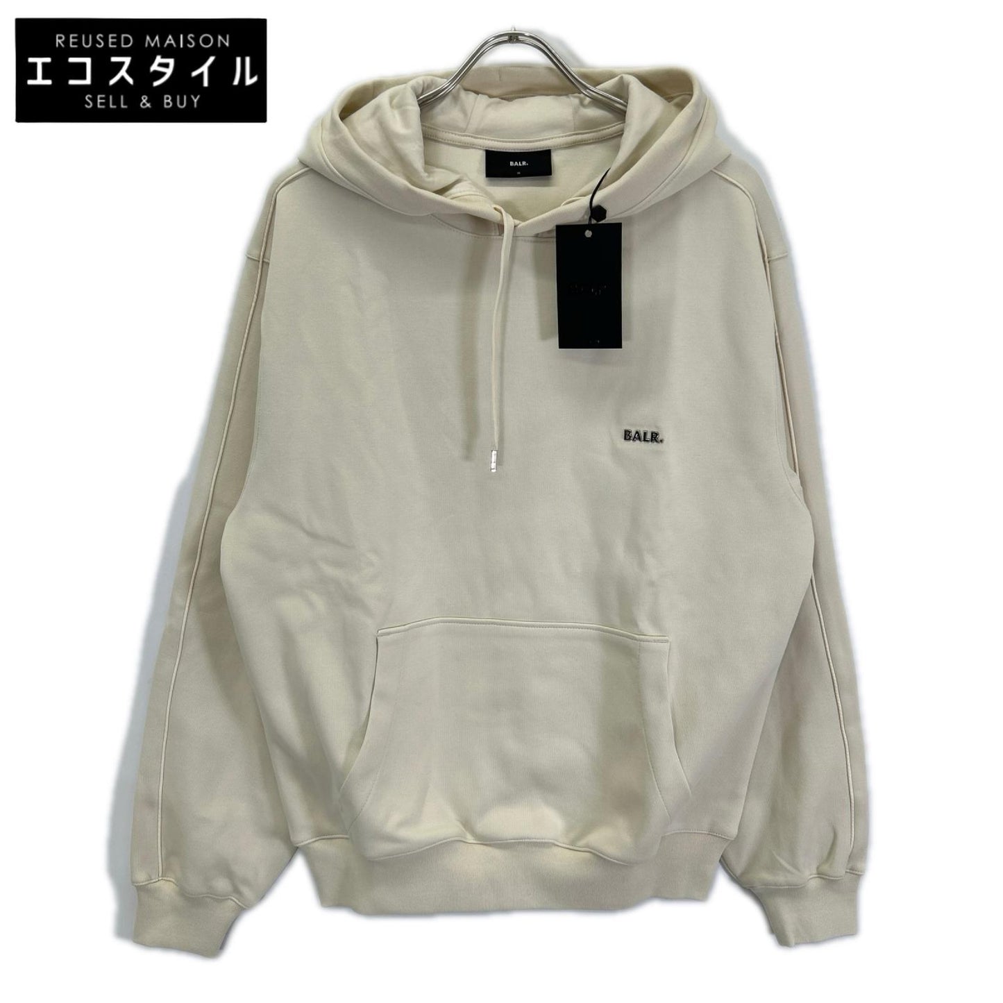 BALR. ボーラー B1261.1151 ホワイトスワン/ベージュ コットン混 メタルロゴ Q Series Hoodie トップス