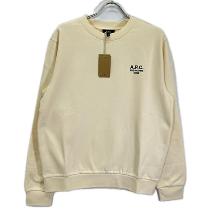 A.P.C. アーペーセー CHOBV-M27913 ベージュ×ブラック コットン ロゴ刺繍 クルーネックスウェットプルオーバー トップス