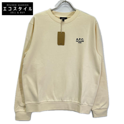 A.P.C. アーペーセー CHOBV-M27913 ベージュ×ブラック コットン ロゴ刺繍 クルーネックスウェットプルオーバー トップス
