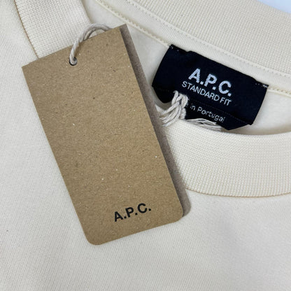 A.P.C. アーペーセー CHOBV-M27913 ベージュ×ブラック コットン ロゴ刺繍 クルーネックスウェットプルオーバー トップス