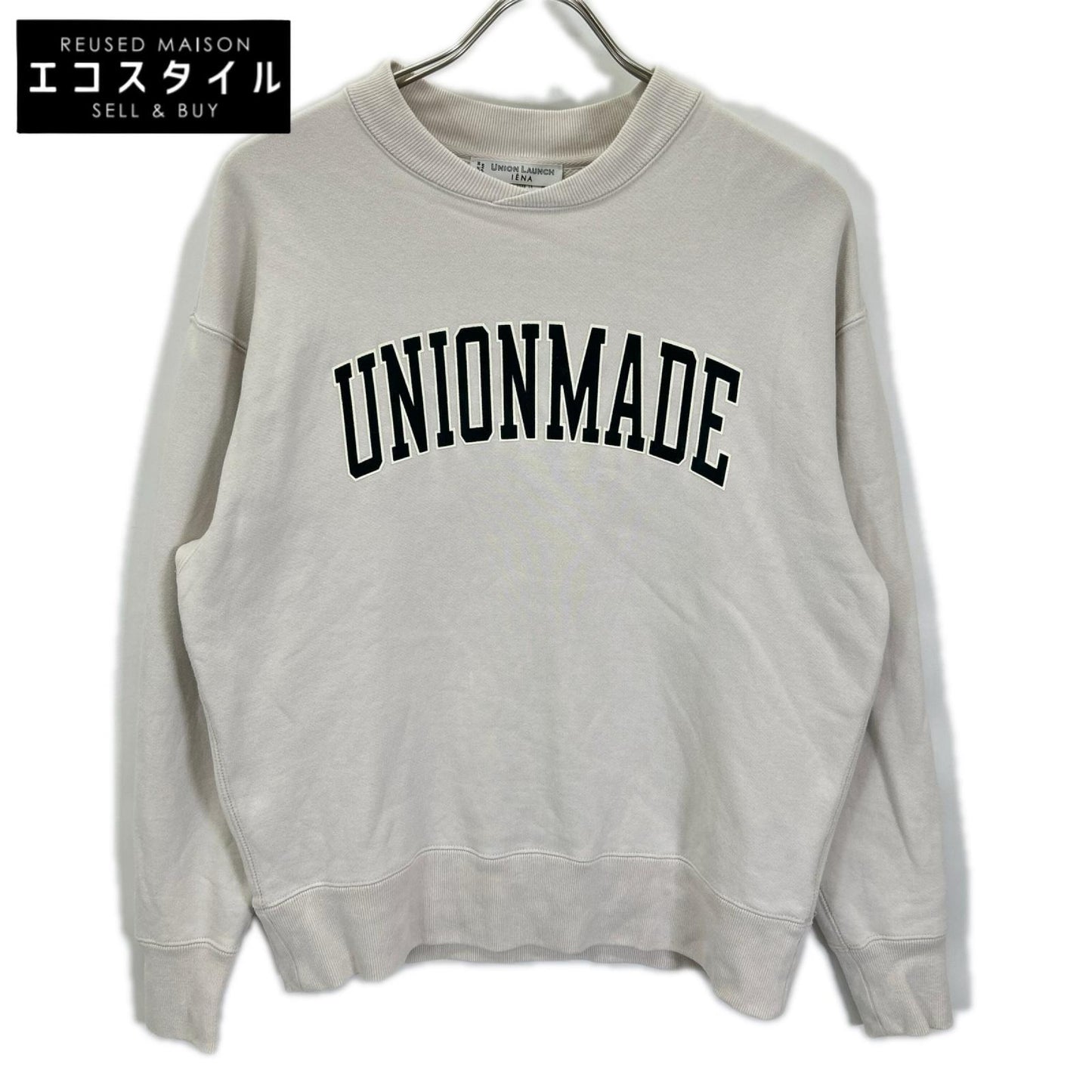 UNION LAUNCH ユニオンランチ 【IENA別注】ベージュ コットン フロントプリント スウェット トップス